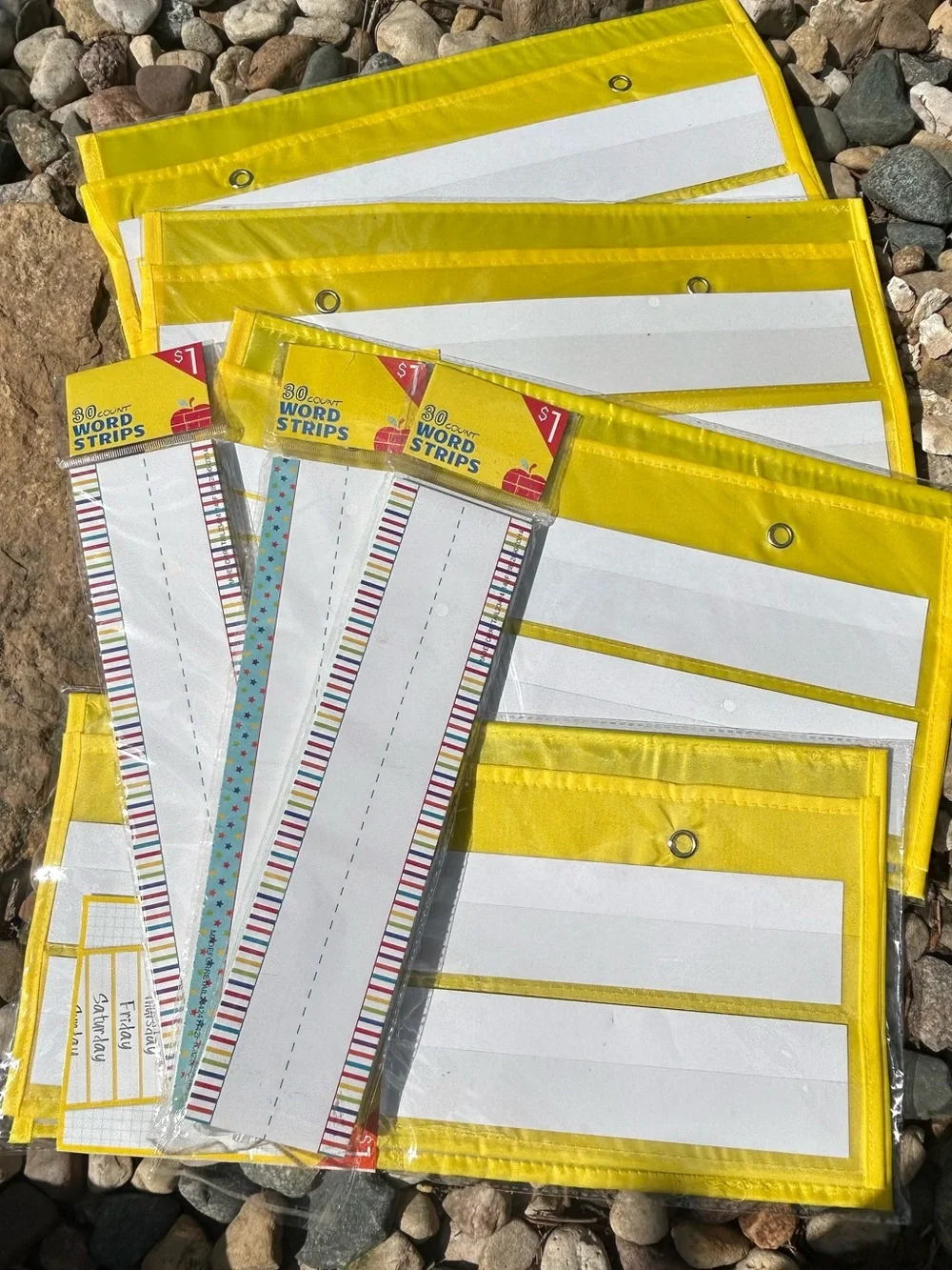 Yellow Pocket Charts and Word Strips Classroom Set from Target NEW